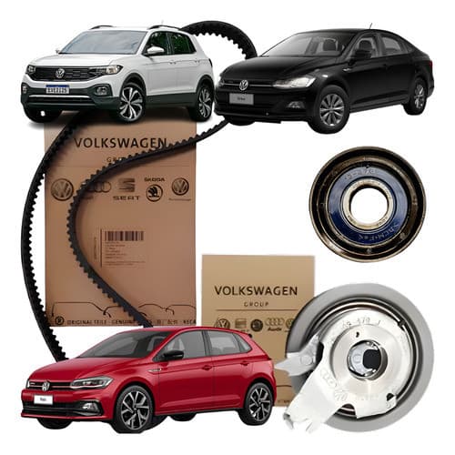 Kit Correia Dentada + Polia + Tensor Polo T-cross Virtus 1.0 Tsi