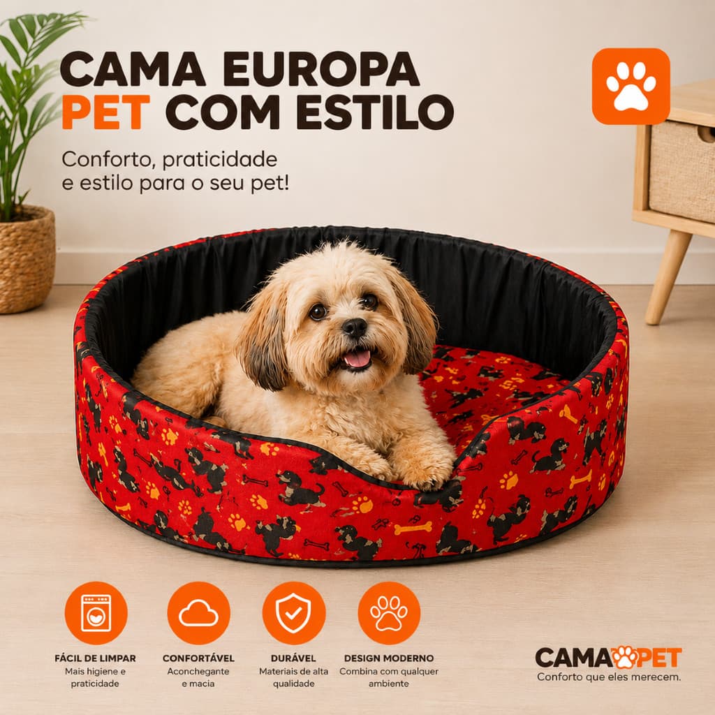 Cama Caminha Pet Europa Macia Lavável Antialérgica para Cães e Gatos