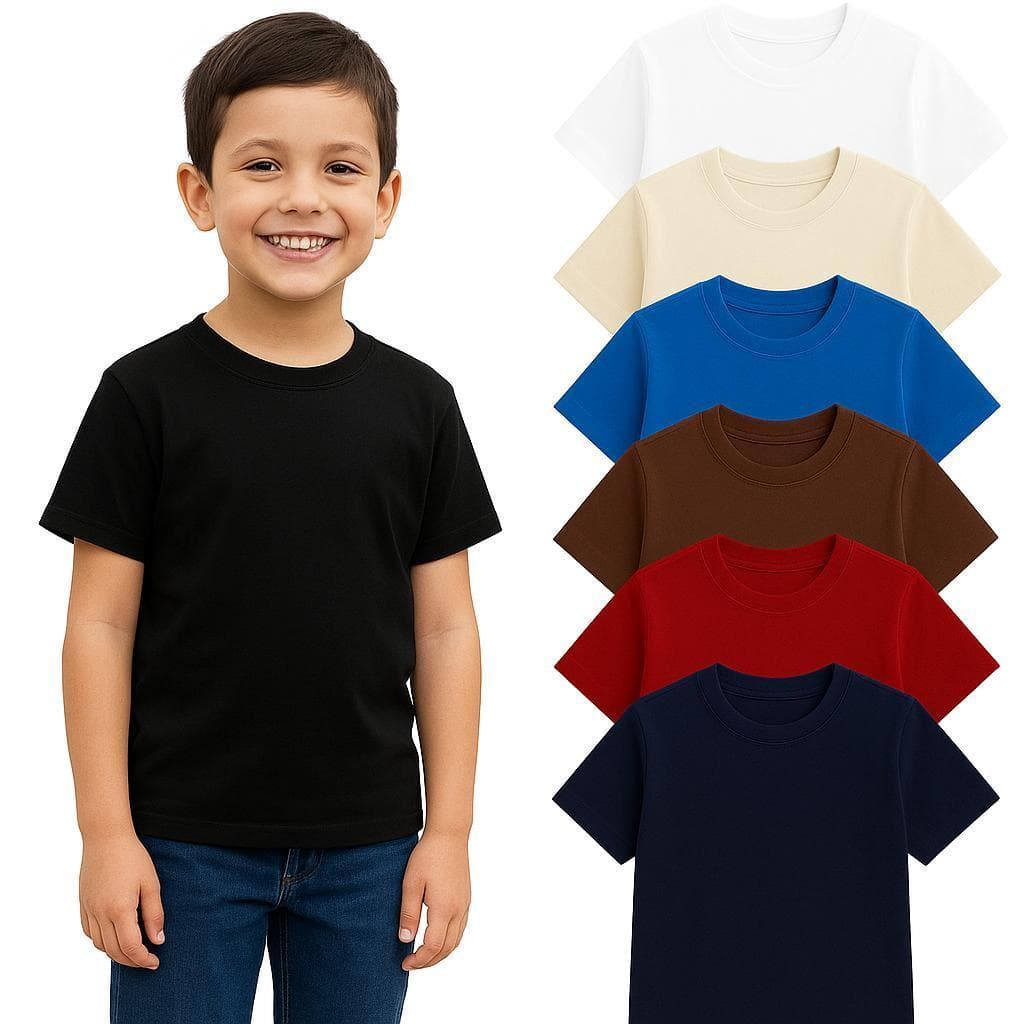 Camiseta Infantil 100% Algodão Lisa Básica Masculina Confortável e Leve para o Dia a Dia