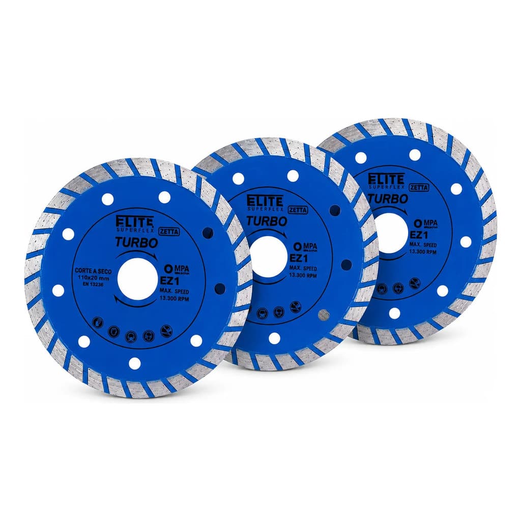 Kit 2/3 Disco Diamantado Corte Fino Turbo Azul 110mm 4.1/2 Polegadas Elite