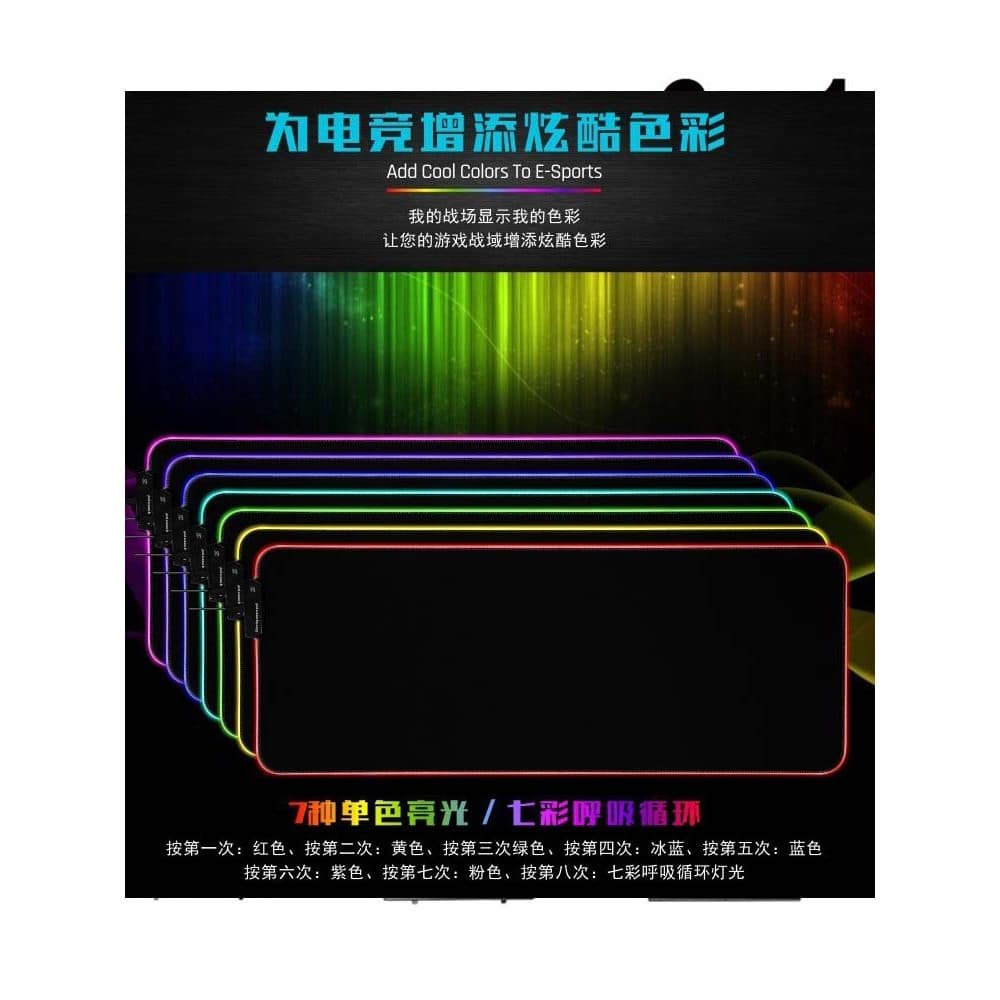 Jogo mouse tapete de mesa de borracha RGB luminoso jogo mouse pad LED colorido computador mesa almofada