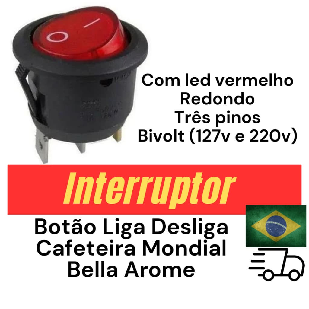 interruptor Botão redondo para Cafeteira Mondial Bella Arome