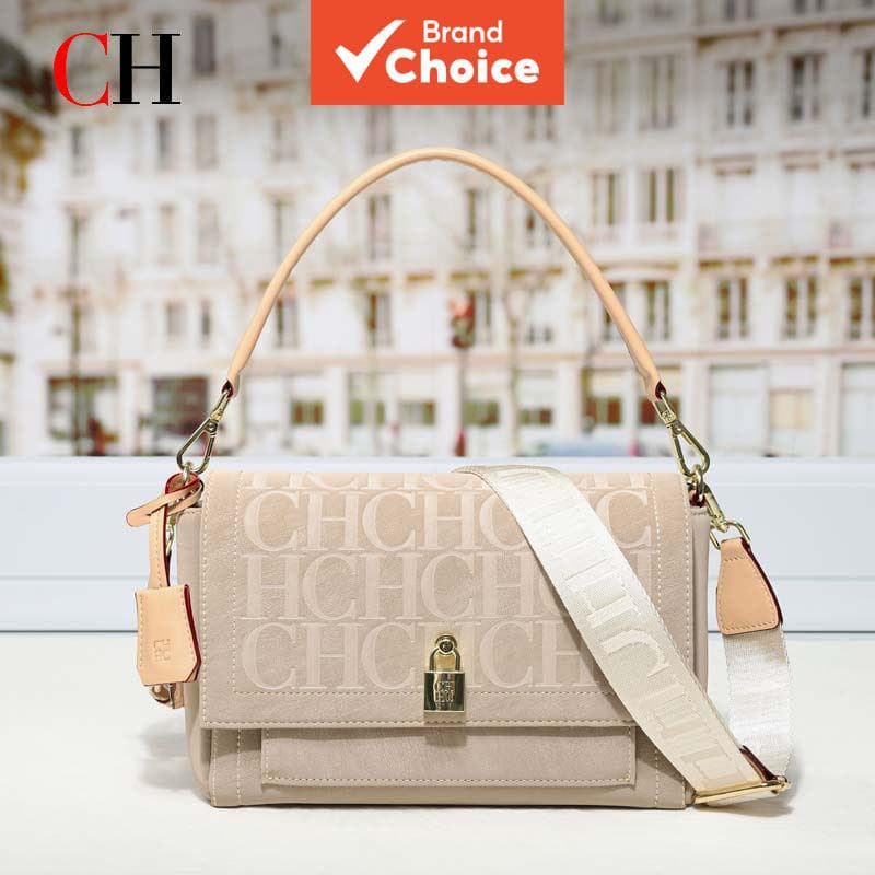 Bolsa de ombro feminina CH, bolsa tiracolo fashion, bolsa de mão com alça superior, estilo luxo inspirado em grifes,