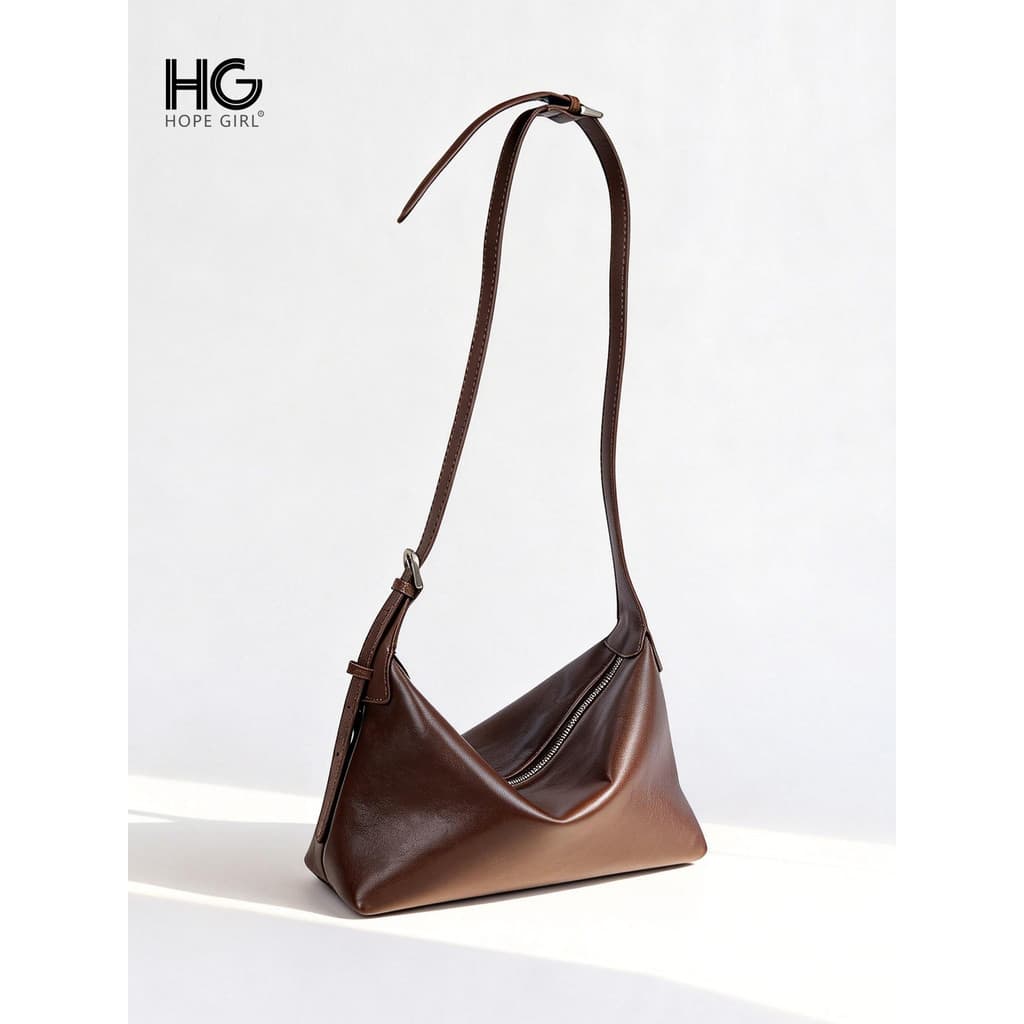 Couro genuíno hobo Diagonal saco feminino grande capacidade simples sacola novo estilo de um ombro axilas saco perdido t