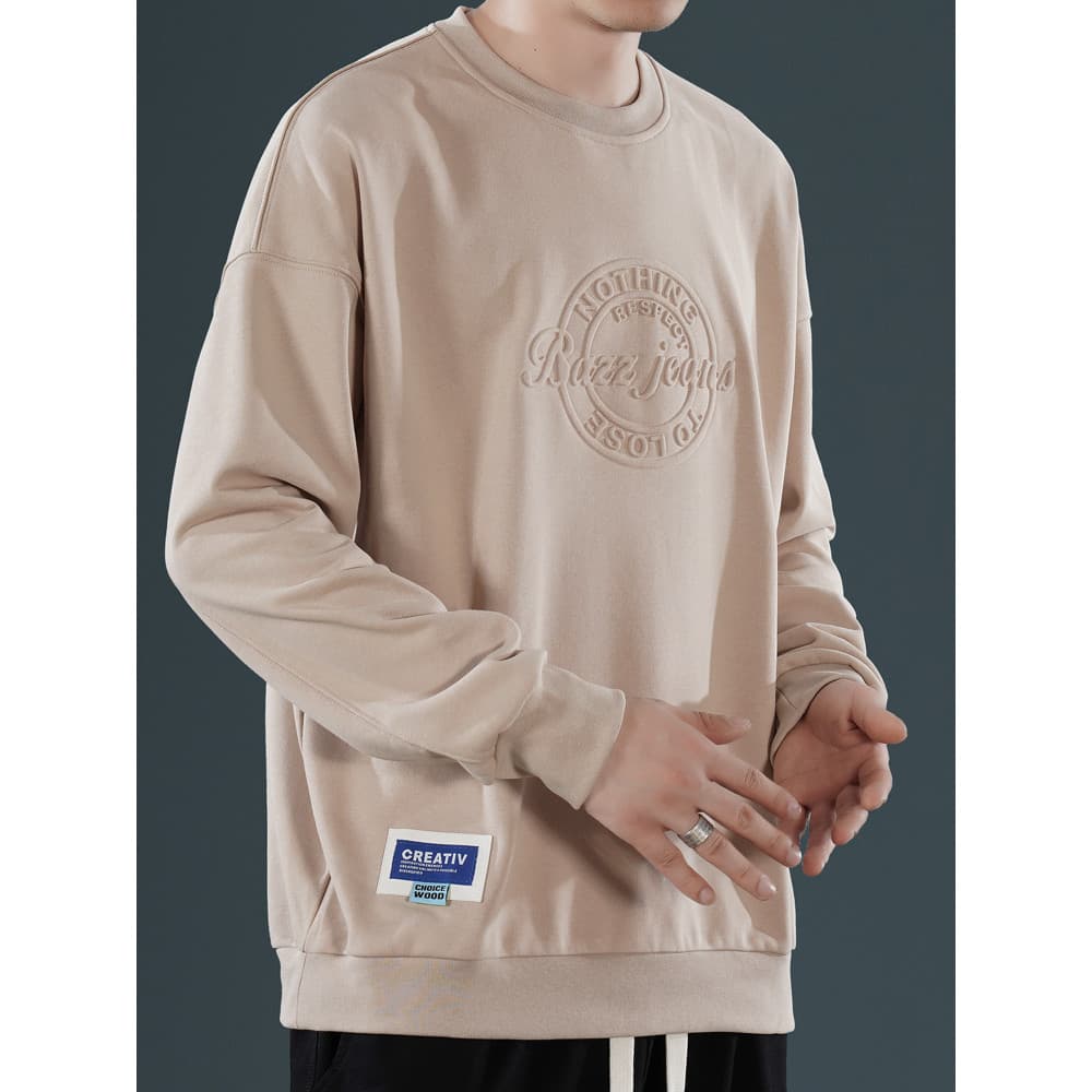 Moletom masculino primavera outono em torno do pescoço pulôver Street Wear outono manga longa pesado plus Size mais obes