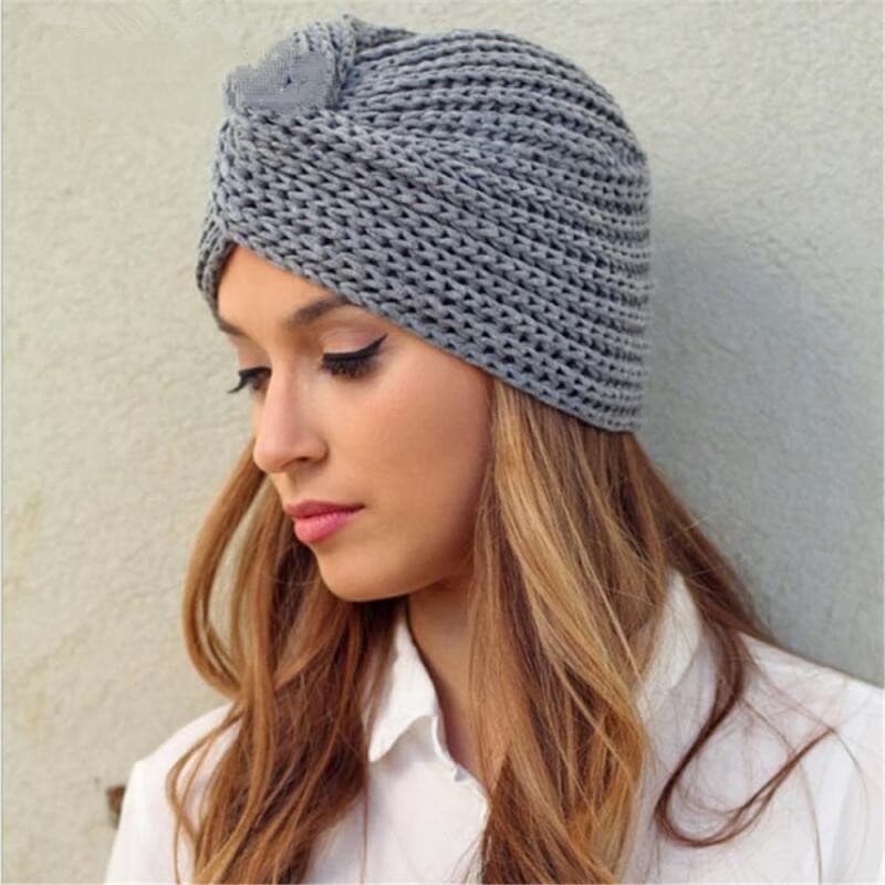 Chapéu Turbante De Malha Feminino Boêmio Caxemira Cruz Envoltório Cabeça Lã Gorro