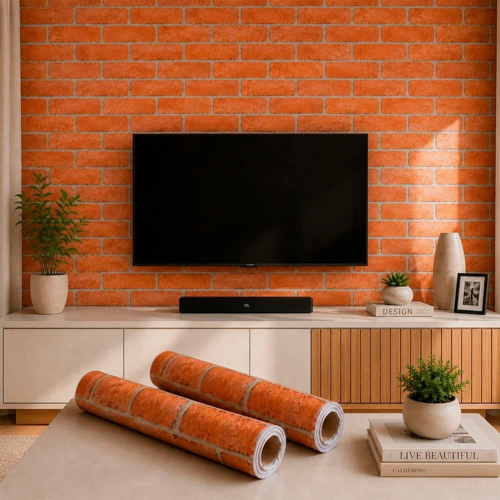 Rolo Adesivo Parede Decoração Tijolos 5mx45cm 4,5m² Kit 2pçs