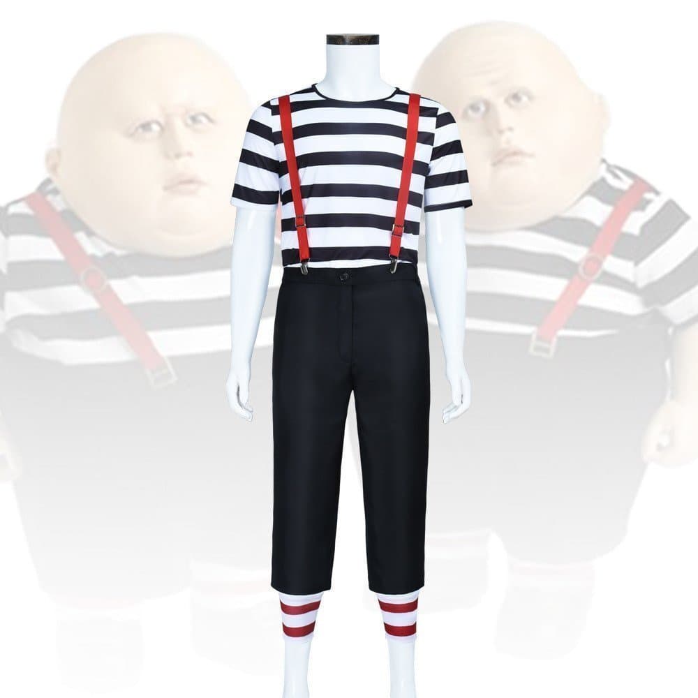 Fantasia de cosplay do Irmão Gordo de Alice no País das Maravilhas, conjunto completo de cosplay do Irmão Gordo Dingdang