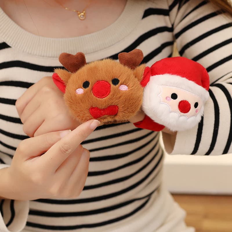 Papai Noel Pelúcia Snap Pulseira Festa De Natal Favor Decoração Presente Das Crianças Macio Brinquedo De