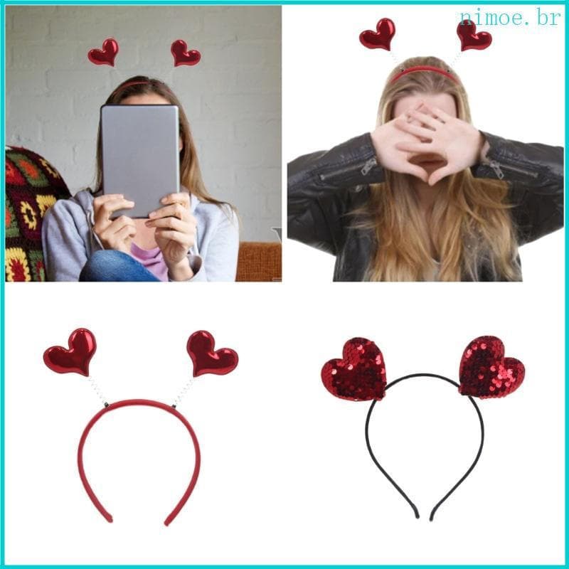 Nim Saltando Lantejoulas Forma Coração Bandana Estudantes Cosplay Hairband Headbands Natal Cabelo Hoop
