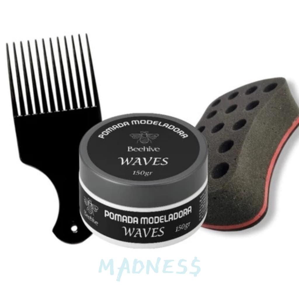 Kit Texturização Afro: 1 Esponja Nudred + 1 Pomada Modeladora + 1 Pente Afro, barbeiro profissional e uso pessoal