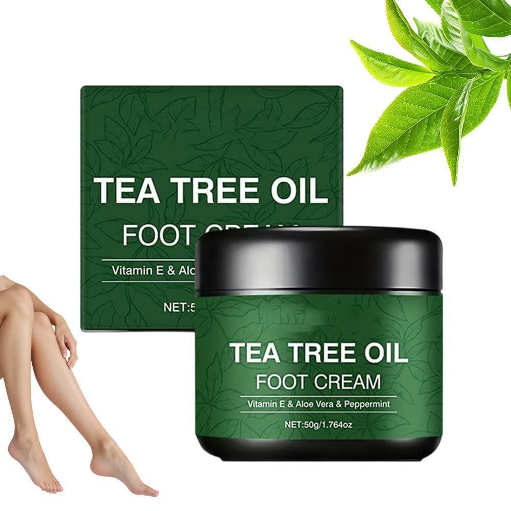 Creme para os Pés com Óleo de Tea Tree, Máscara para os Pés com Óleo de Tea Tree, Aloe para Hidratação Intensa, Vitamina