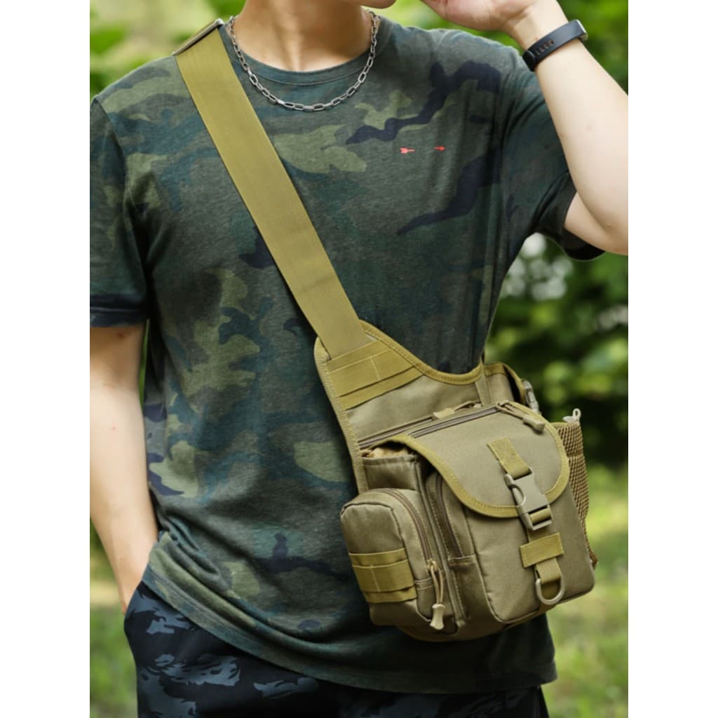 Masculino ventilador do exército saco de peito grande pequeno sela saco esportes ao ar livre coxa saco tático ombro saco