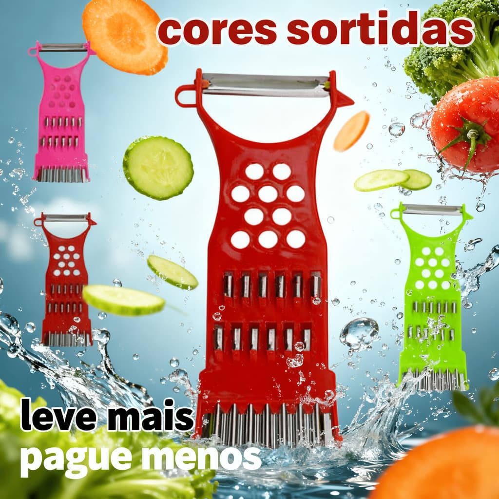 Ralador Descascador Plástico 15cm Legumes Cozinha Frutas Verduras KIT 1/2 ou 3