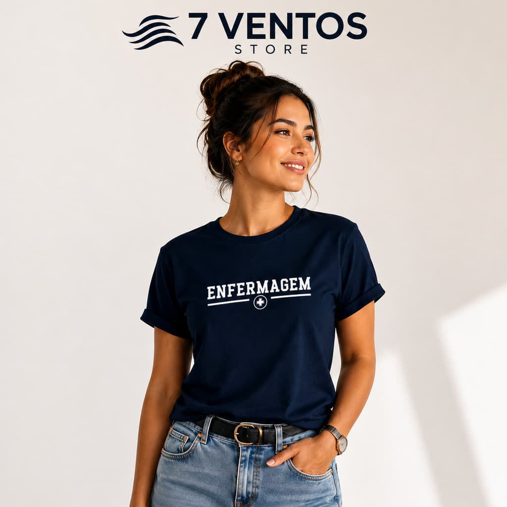Camiseta Enfermagem Feminina Profissão Estampada 100% Algodão