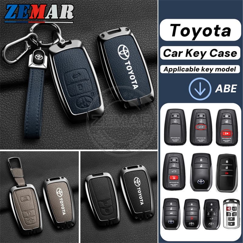 Capa para Chave de Carro Toyota em Couro e Liga de Zinco, Protetor Inteligente, Acessórios de Moda para Corolla Cross Hi