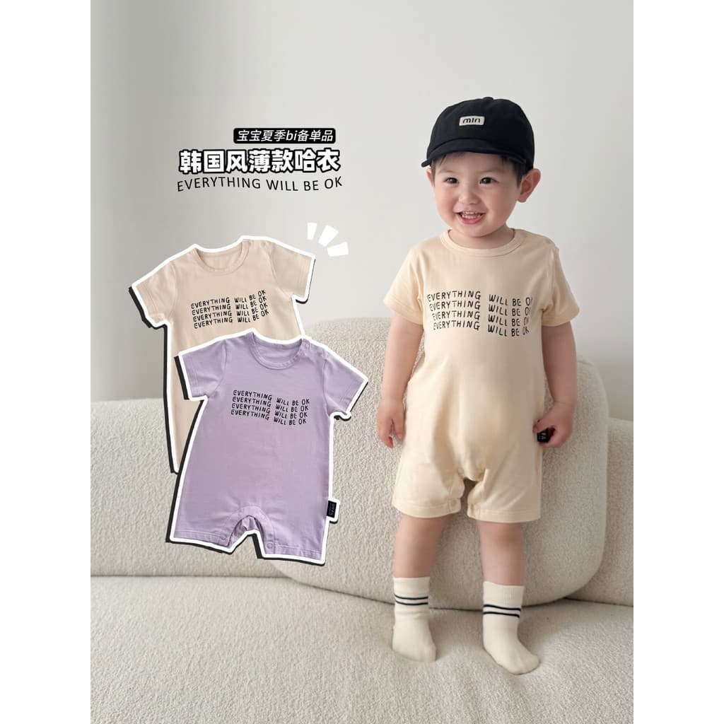Verão ins estilo macacão de bebê estilo fino carta impressão recém-nascido coreano pequeno mês idade bebê macacão