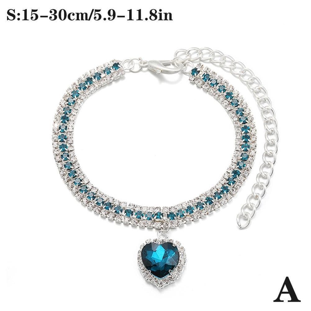 Coleira para animais de estimação com três fileiras de strass, colar de joias rosa, acessórios para cães, pingente Co QL