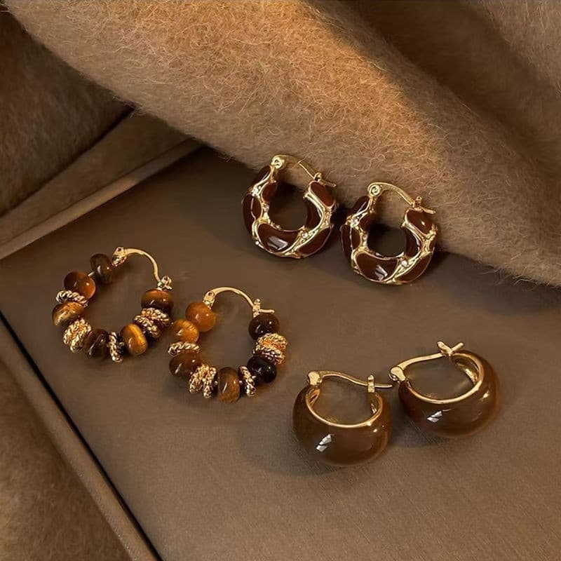 Brincos Melade Amber Tiger Eye, brincos de moda retrô