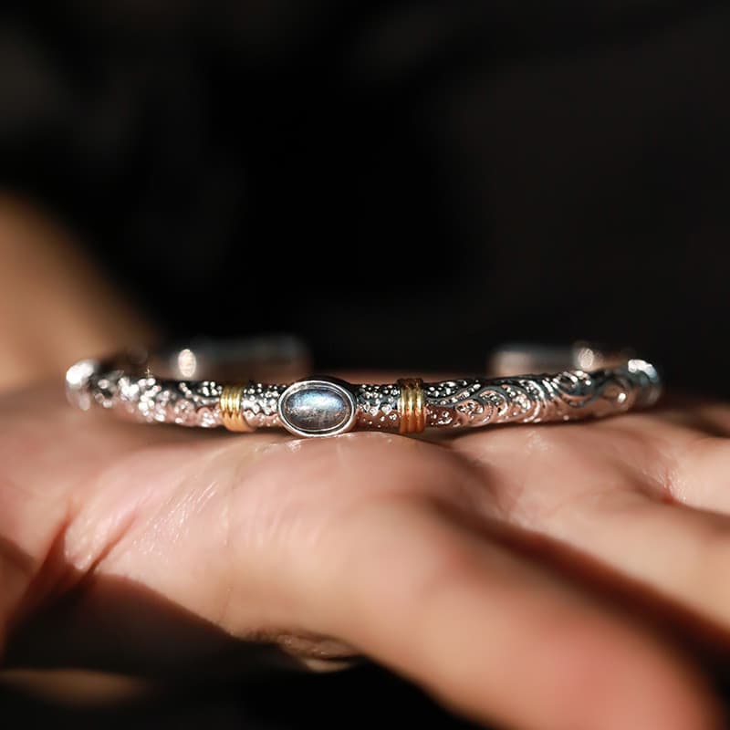Ouro prata cor combinando Tang grama padrão cinza luar aberto pulseira nicho Design sentir elegante High-End estilo lega