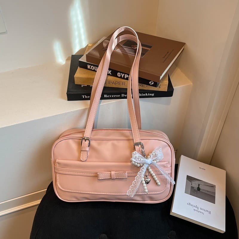 Bolsa PU Feminina Coreana Quadrada Pequena De Um Ombro Com Gravata Borboleta Macia , Nas Axilas Preppy Commuter . ROFR