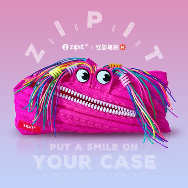 | 【pencil case】 | ◎ZIPIT Dirty Braid Monster Zipper Lápis Estojo Grande Capacidade Alto Valor Estudante Influenciador Cr