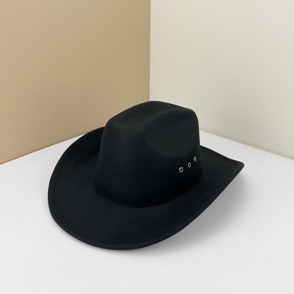 Chapéu de Cowboy ocidental americano em forma de lã duro perfurado ao ar livre chapéu masculino cabeça grande viagem equ