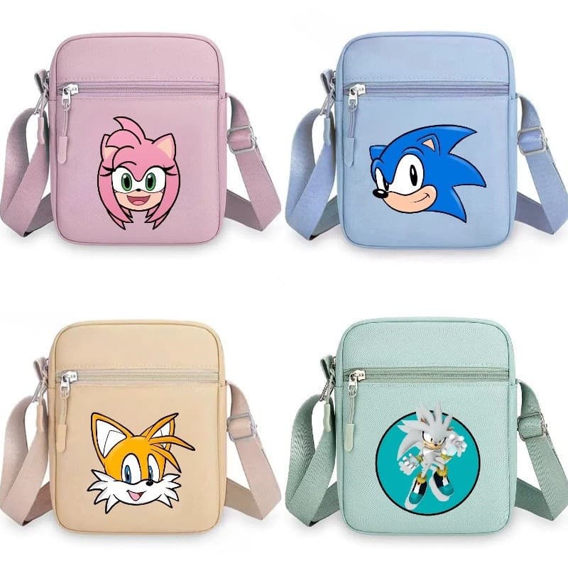 Sonic Bolsa De Ombro Cartoon Impresso Crossbody Moda Quadrada Viagem Versátil Armazenamento