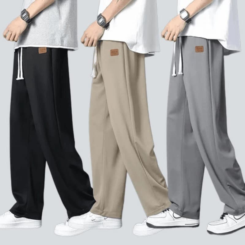 Calças casuais de seda gelo masculinas verão Street Wear All-Match Drape calças retas meninos perna larga solta esportes