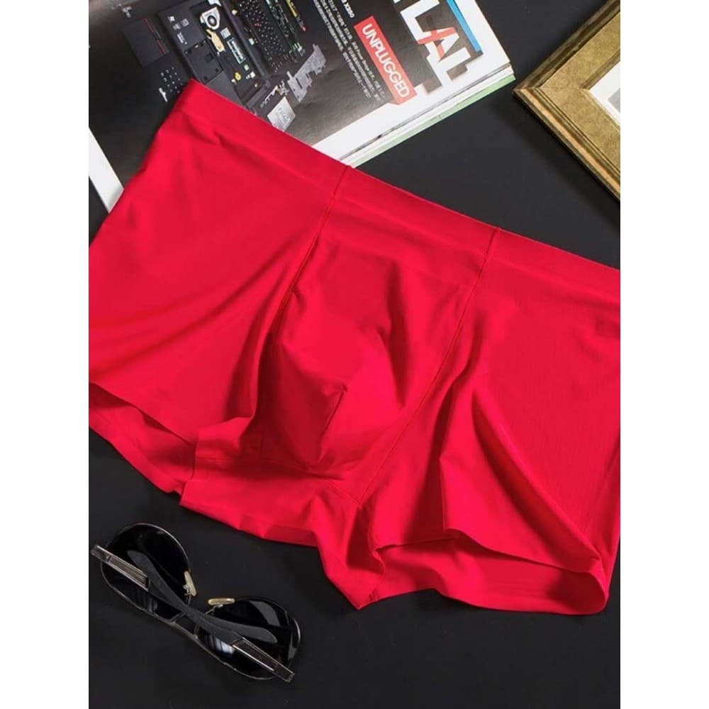 Quatro estações roupa interior masculina de seda gelo sem costura de uma peça respirável cintura média de secagem rápida