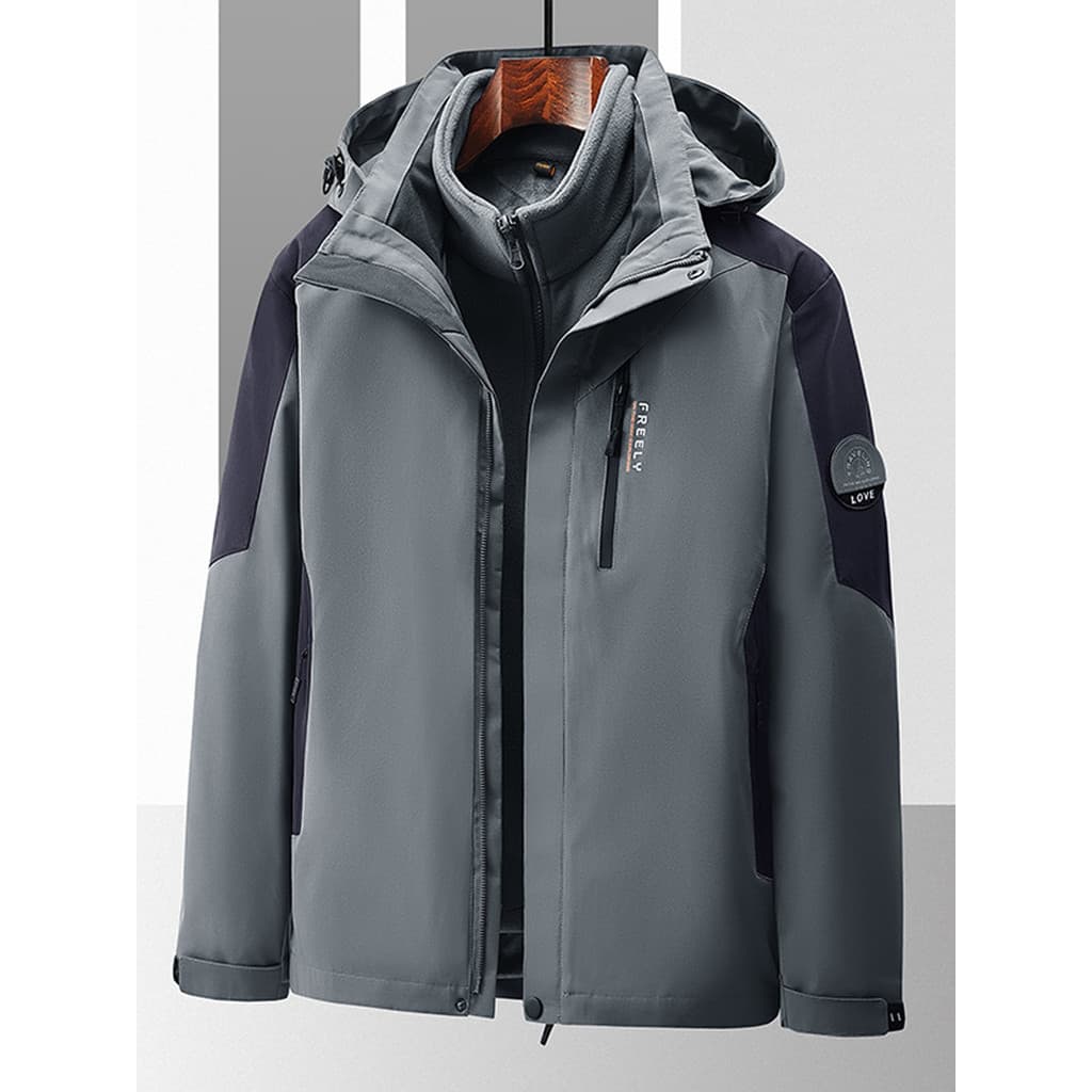 Jaqueta de inverno masculina 2025 novo estilo de venda quente três-em-um jaqueta ao ar livre masculina forro de lã engro