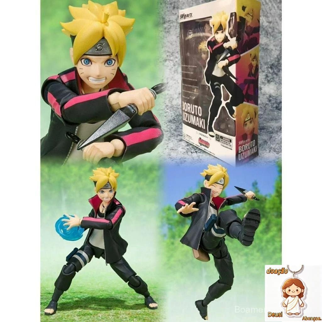Boneco Naruto Shippuden Boruto Uzumaki + Acessórios Articulados 14 cm Figura De Ação