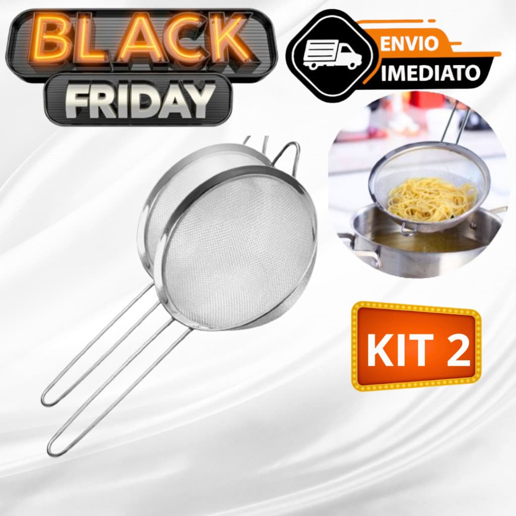 Kit 2 Peneira Coador Manual Em Aço Inox Para Cozinha 10 cm
