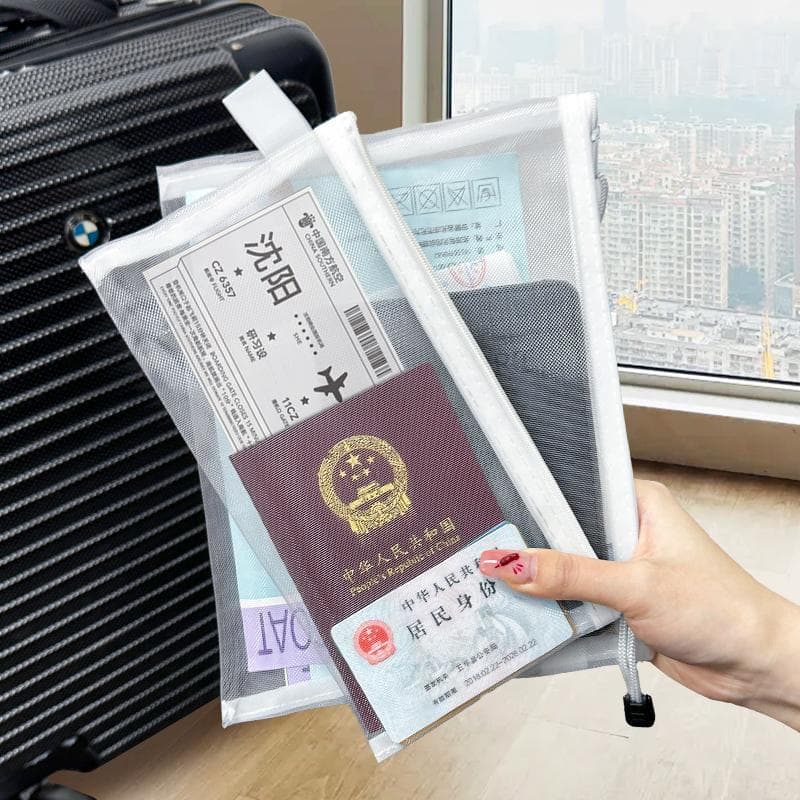 Saco de armazenamento de passaporte saco de documentos de viagem no exterior transparente portátil embarque passaporte v