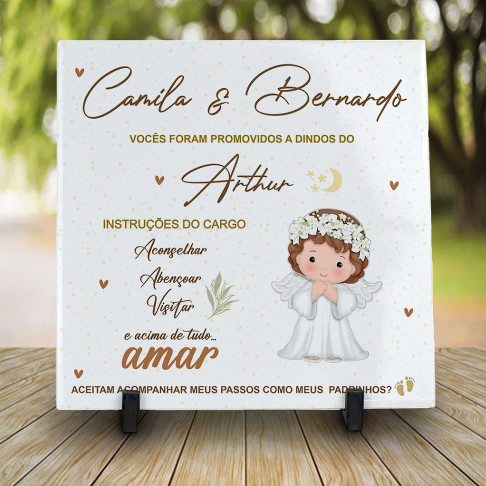 Azulejo Personalizado Convite para Dindos/Padrinhos