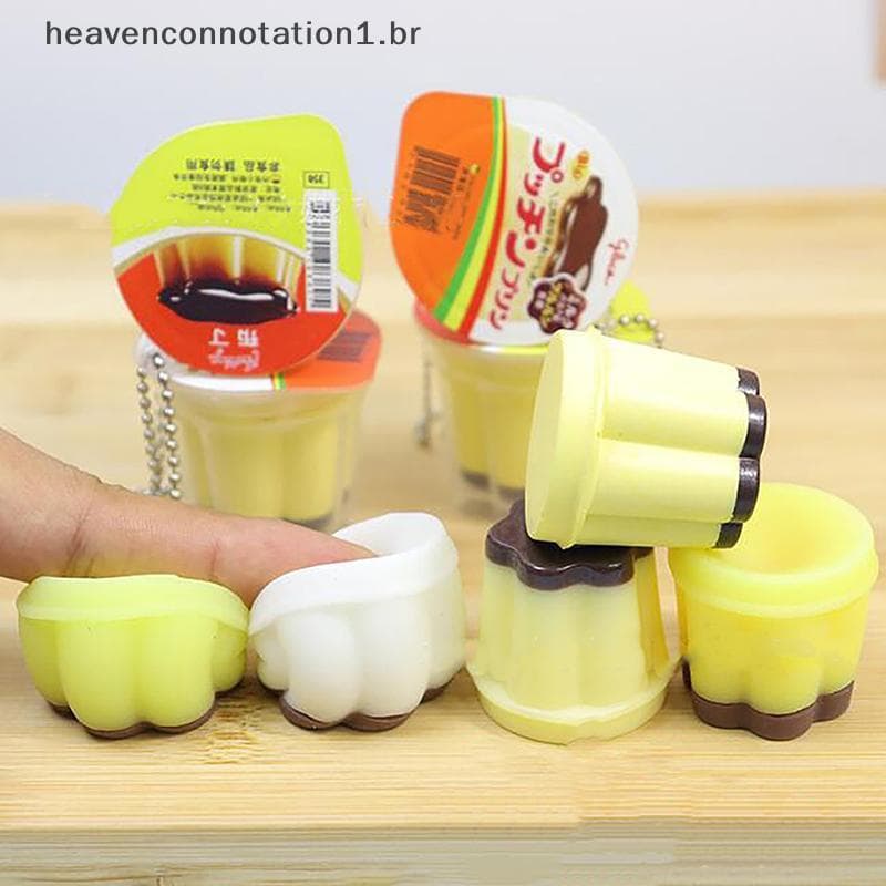 heav Novidade Pudim Pingente Comida Jogar Reduzir Pressão Chaveiro Fragrância Antiestresse Fidget Alívio Do Estresse Bap
