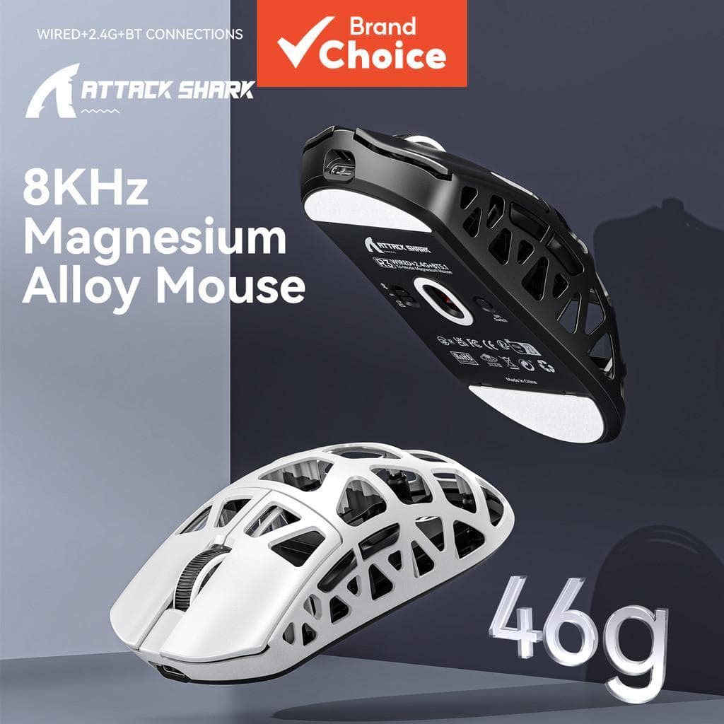 Mouse Gamer de Liga de Magnésio ATTACK SHARK R3 46g Ultraleve Tri-Modo PAW3395 26K DPI 8K Polling Mouse Esportivo