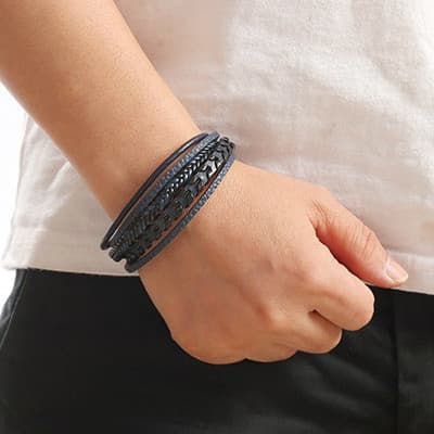 Pulseira masculina de alta qualidade, feita à mão, com fecho magnético de aço titânio, presente popular para feriados