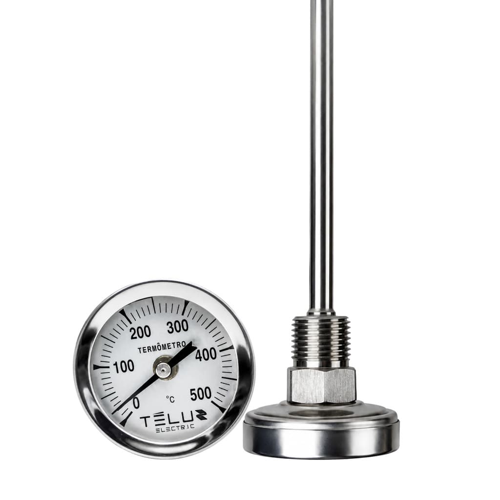 Medidor de temperatura Analógico 0-500°C haste inox 200mm
