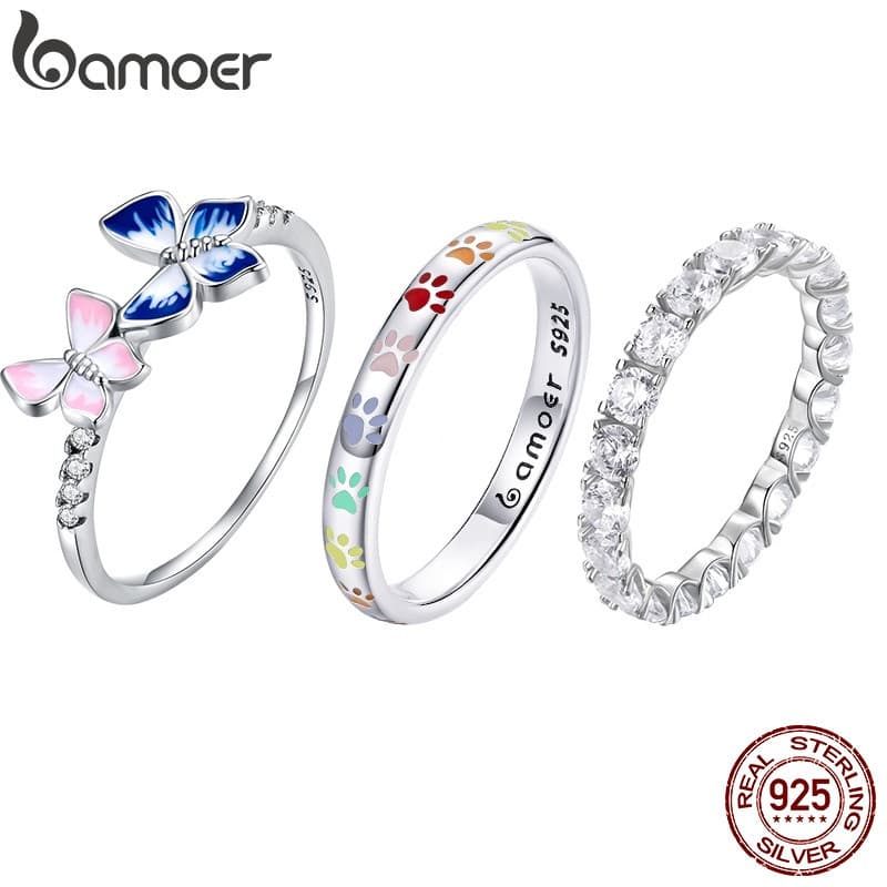Anel de Prata 925 Bamoer, Joia de Moda Feminina, Tamanho Grande 10 YSZW