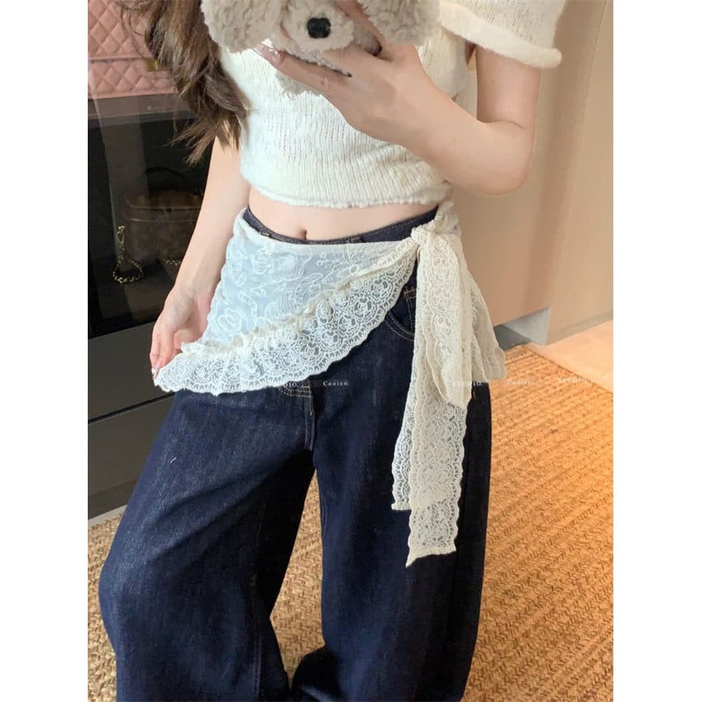 Doce estilo indústria pesada renda triângulo cachecol feminino verão nicho Design Jacquard gaze em camadas cortina de bu