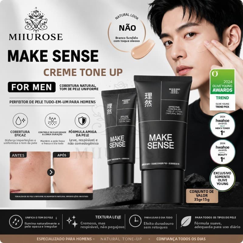 MIIUROSE LIRAN Creme de Maquiagem Masculino, Corretivo, Controle de Oleosidade, Iluminação Natural do Tom de Pele, Maqui