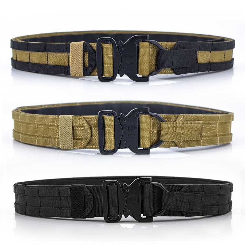 Cintura dupla espessada ajustável Velcro interior exterior tático combate cinto de lona Ronin operação treinamento trein