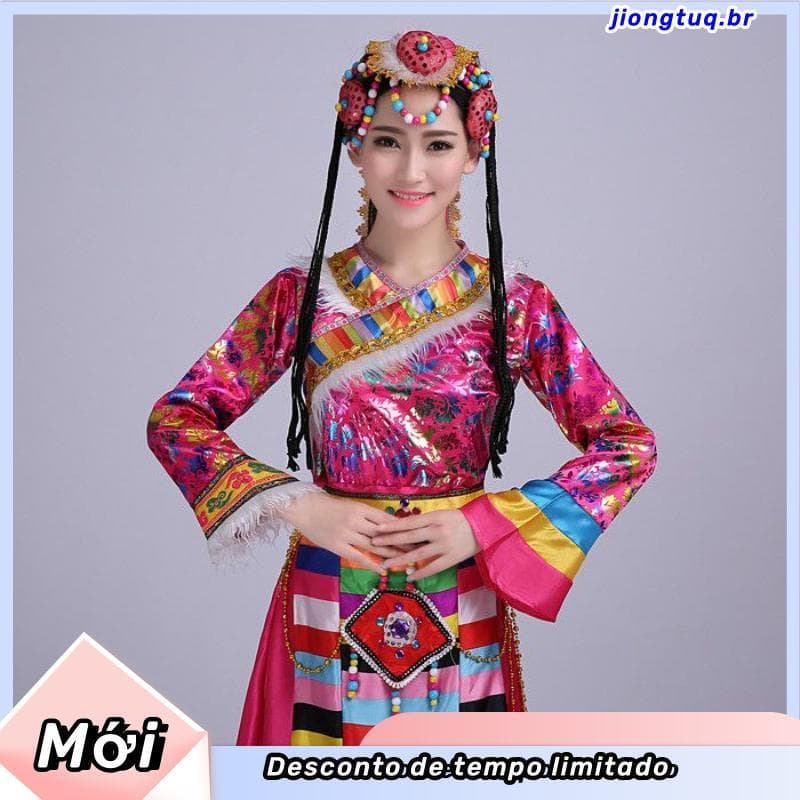 2023 novo estilo tibetano dança desempenho traje feminino minoria étnica traje de desempenho tibetano manga água magro s