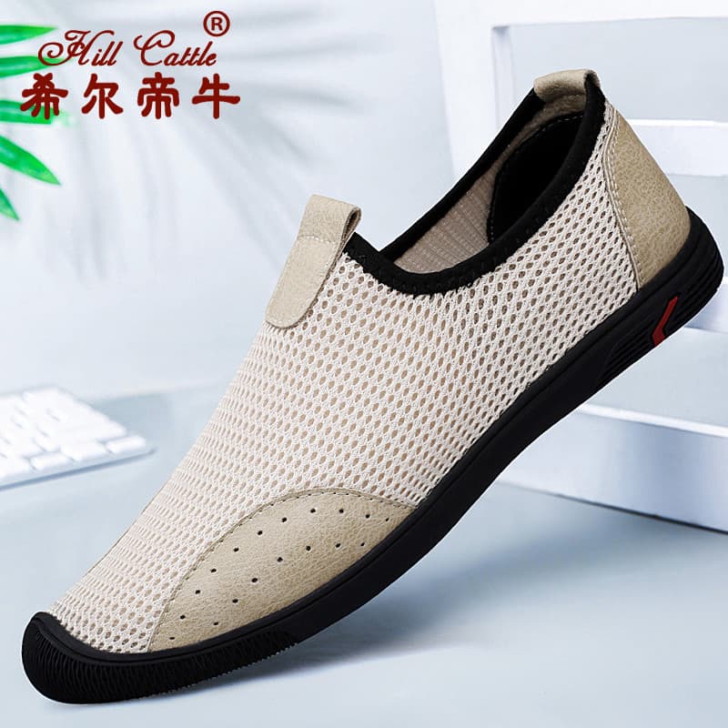Sapatos de malha masculinos sandálias de seda gelo verão respirável sapatos masculinos de um Pedal sapatos de rede mascu