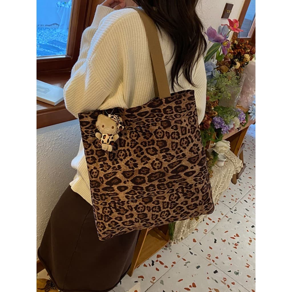 Outono inverno camurça leopardo impressão saco feminino 2025 novo estilo coreano nicho de um ombro Commuter saco Casual
