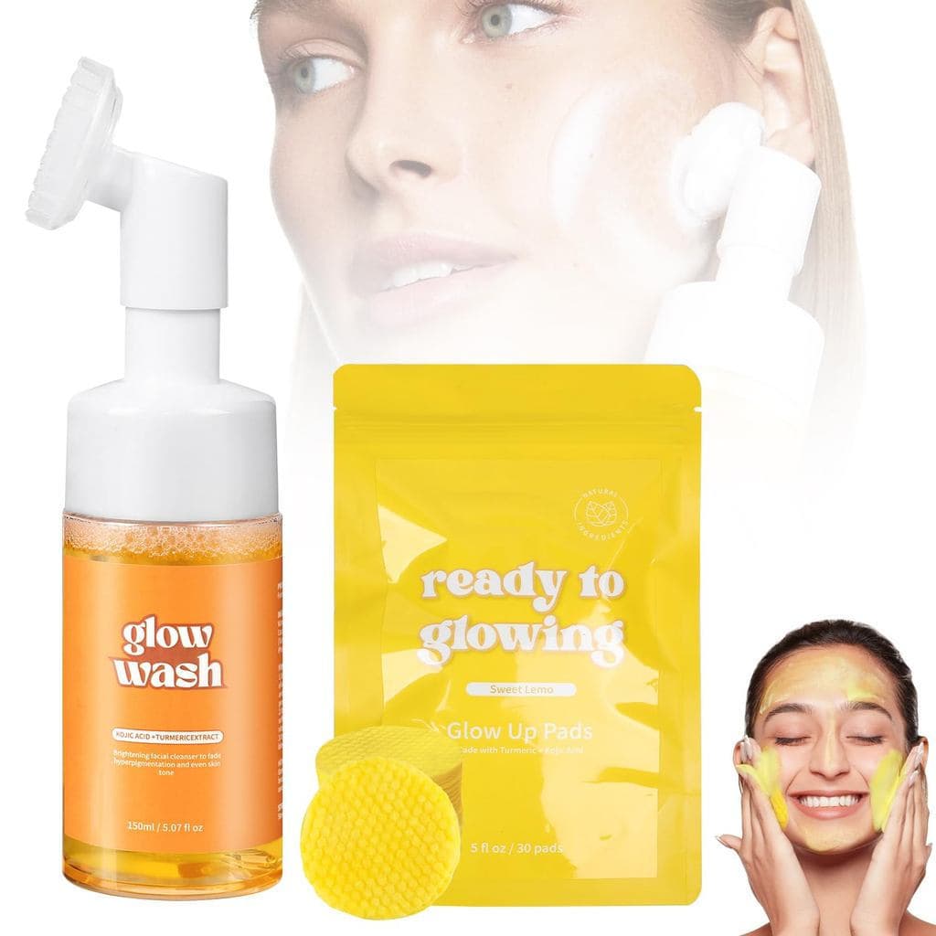 Gel de Limpeza Facial de Cúrcuma + Compressas de Cúrcuma, 100% Compressas de Cúrcuma, Reduz Imperfeições e Áreas Escuras