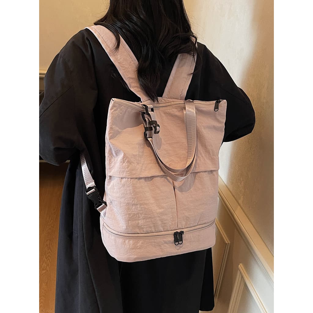 Estilo coreano mochila feminina de um ombro dupla utilização multifuncional mochila bolsa à prova dwaterproof água leve