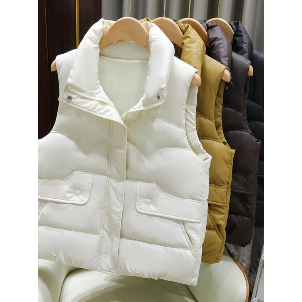 2025 outono inverno novo estilo gola alta curto exterior usar colete tamanho grande grosso colete para baixo colete de a