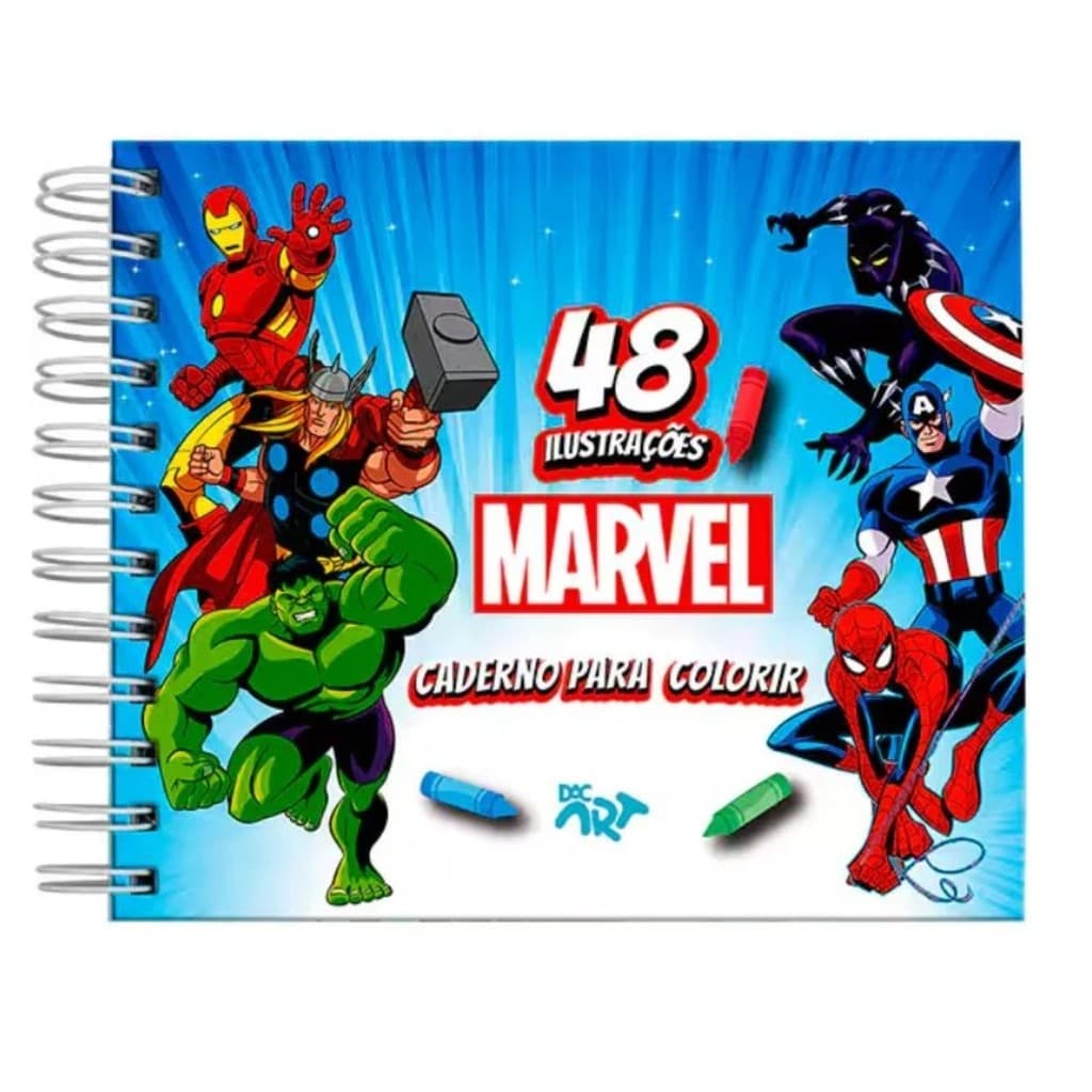 Caderno Smart Marvel Para Colorir 48 Ilustrações + Adesivos